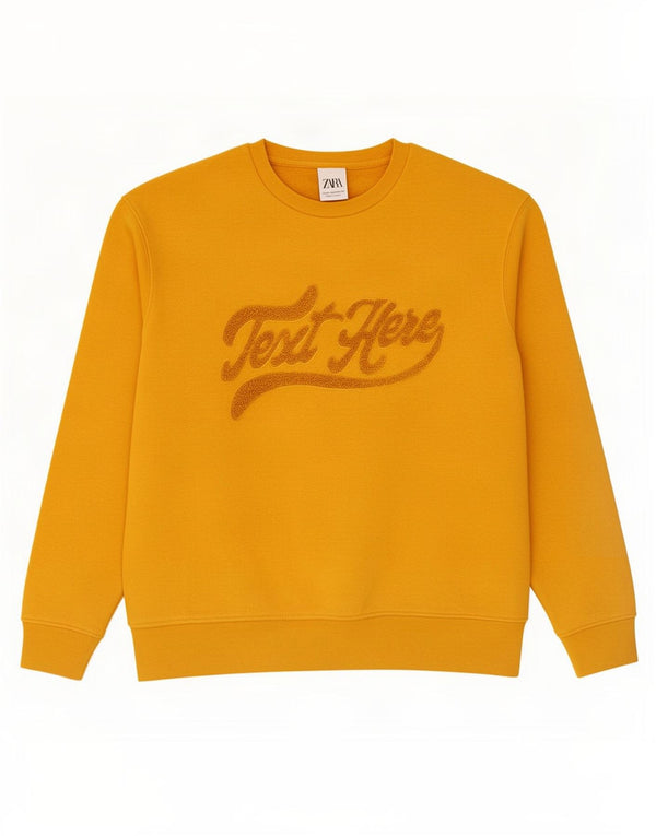 Zara Dame Grafisk Loose Fit Sweatshirt Jumper UK 14 Stor Gul Bomuld