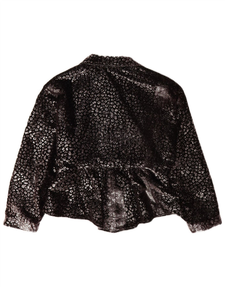 Vintage Dame Blazer Jacket UK 14 Medium Black Animal Print