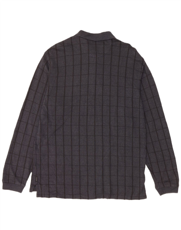 IZOD Langærmet poloshirt til mænd, stor grå ternet bomuld