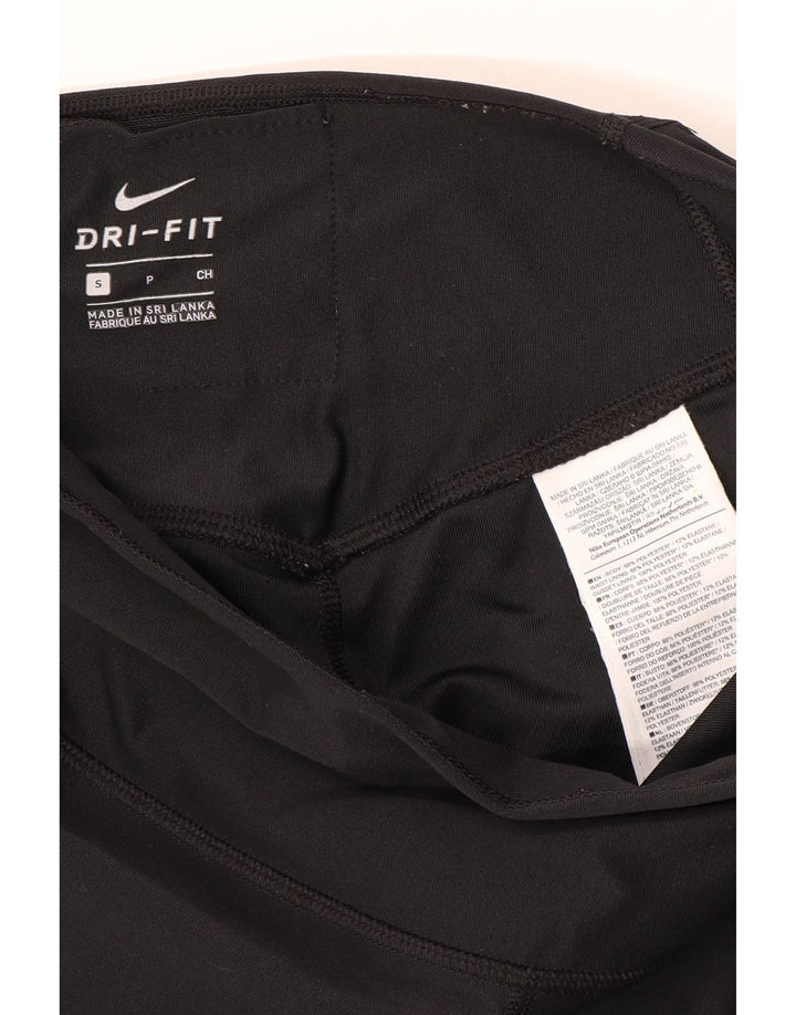 Nike Dame Dri Fit Grafiske Leggings UK 10 Small Black Polyester