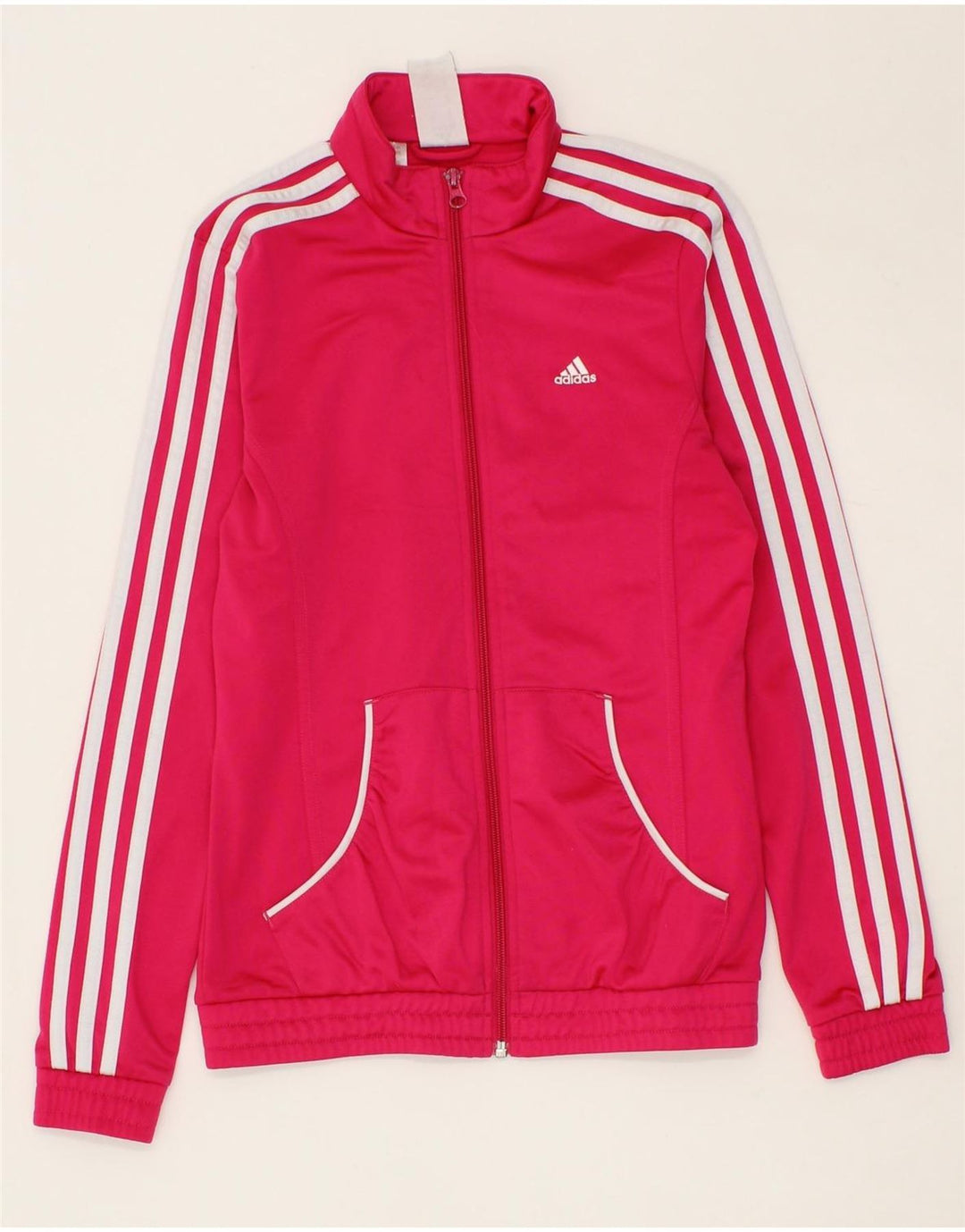 ADIDAS Girls Tracksuit Top Jacket 13-14 Years Pink Polyester Vintage Adidas and Second-Hand Adidas from Messina Hembry 