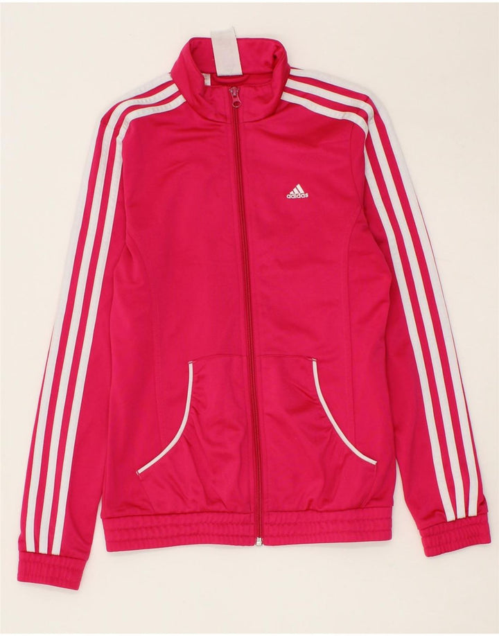 ADIDAS Girls Tracksuit Top Jacket 13-14 Years Pink Polyester Vintage Adidas and Second-Hand Adidas from Messina Hembry 