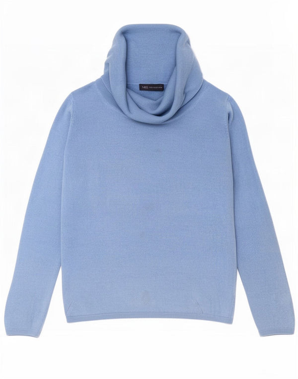 Marks & Spencer Dame Roll Neck Jumper Sweater UK 16 Large Blue Acryl