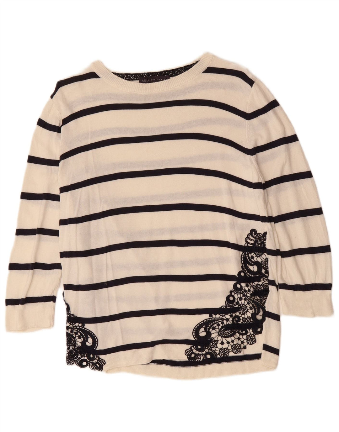 MARKS & SPENCER Dame Boat Neck Jumper Sweater UK 12 Medium White