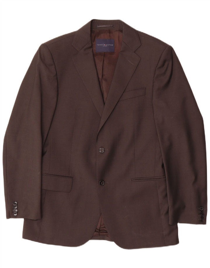Tommy Hilfiger Herre 2-knaps blazerjakke IT 48 Medium Brun Uld