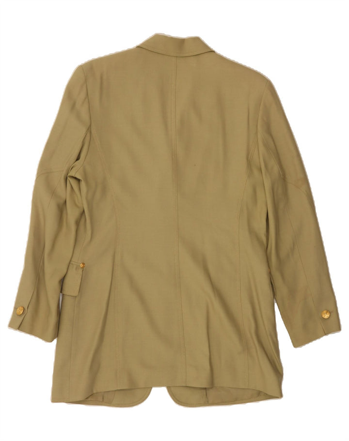 LOUIS FERAUD Womens 4 Button Blazer Jacket UK 16 Large Khaki Virgin Wool Vintage Louis Feraud and Second-Hand Louis Feraud from Messina Hembry 