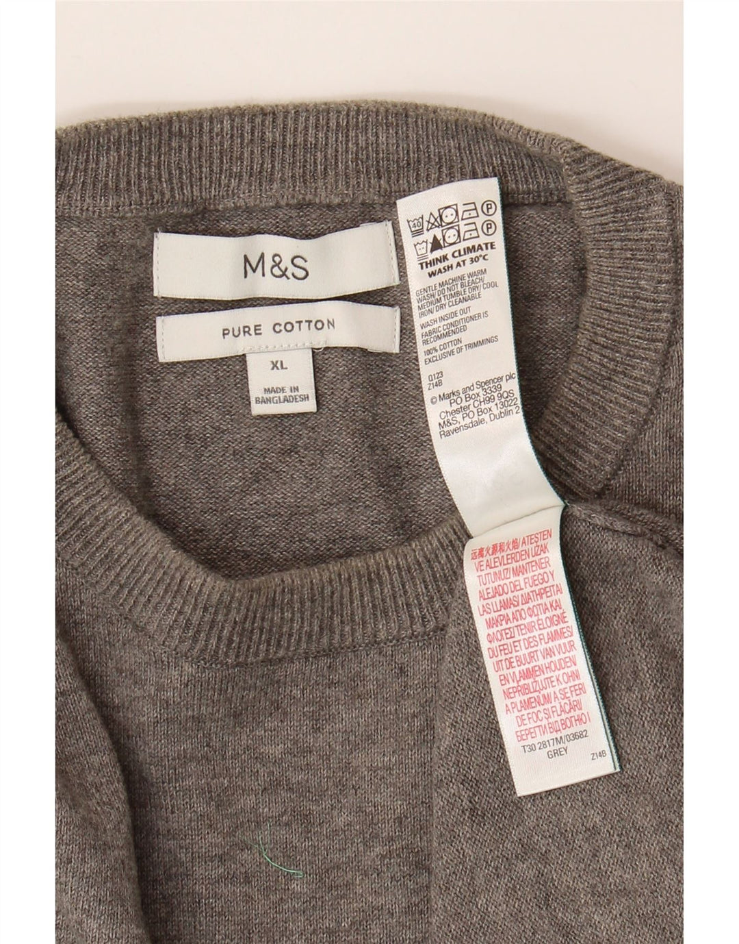 Marks & Spencer Herre sweater med rund hals XL grå bomuld