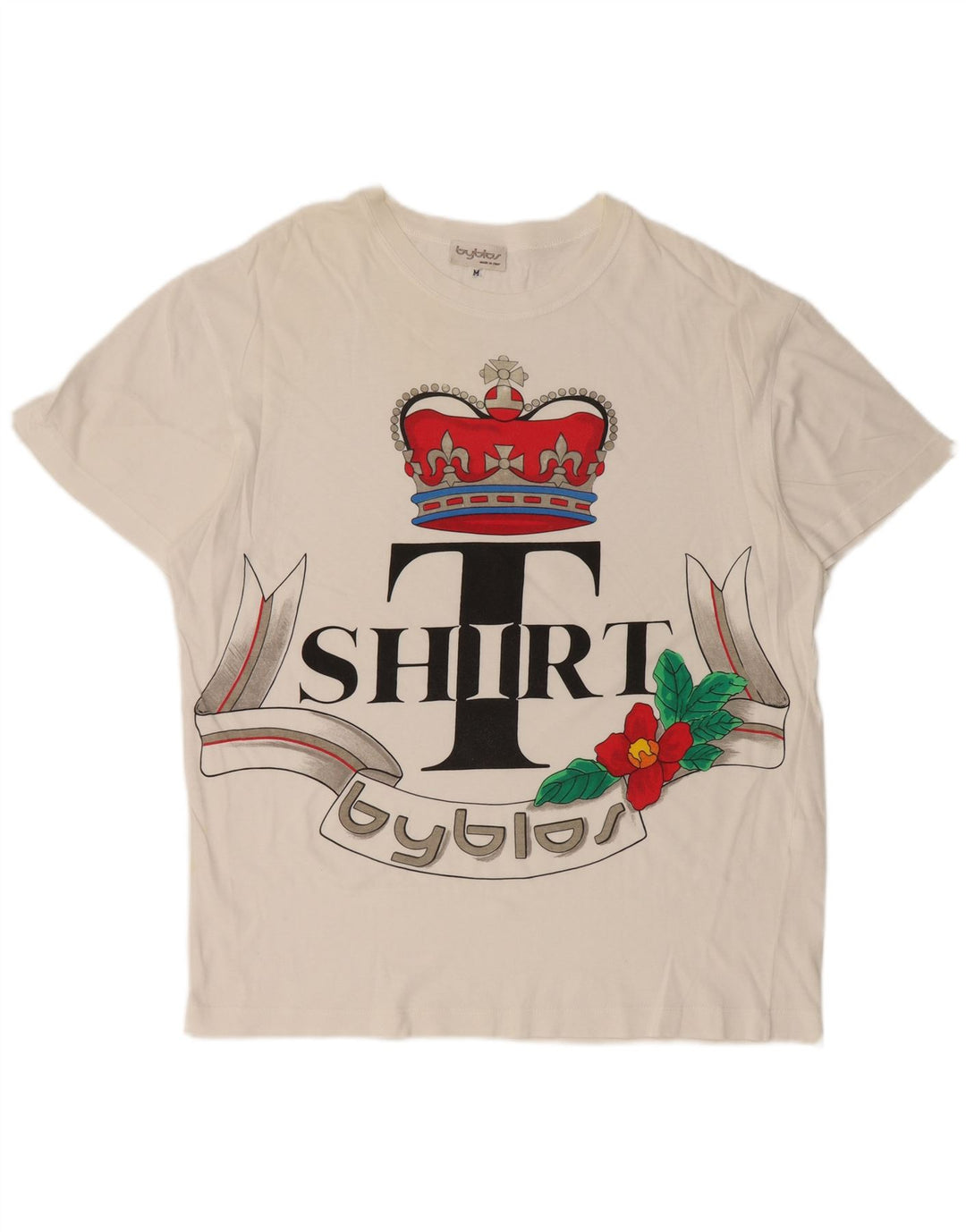 Byblos Dame Grafisk T-Shirt Top UK 14 Medium White