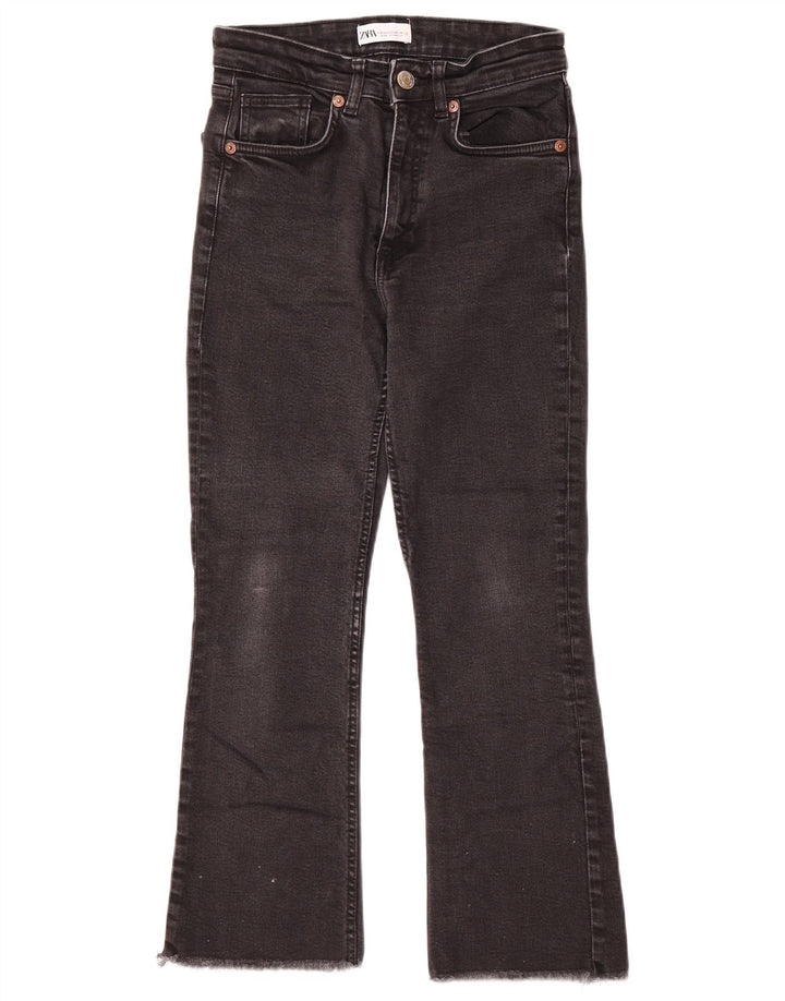 Zara Womens Crop Bootcut Jeans EU 38 Small W28 L25 Black
