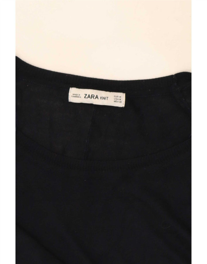 Zara Dame Boat Neck Jumper Sweater UK 14 Medium Navy Blue