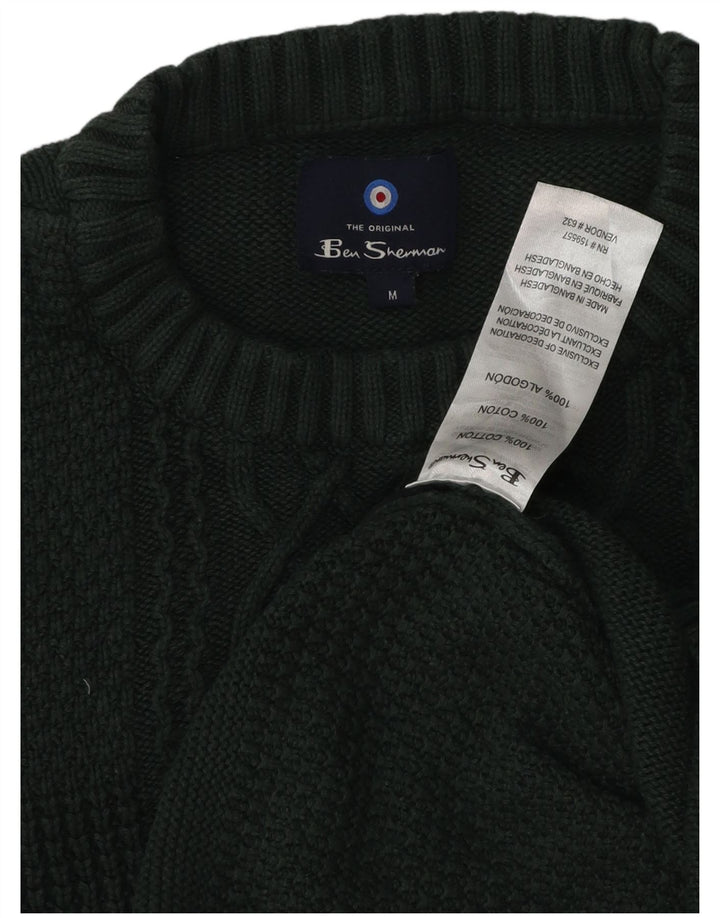 Ben Sherman Herre trøjetrøje med rund hals mellemgrøn bomuld