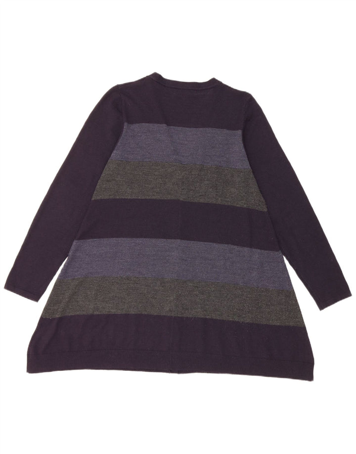 Marks & Spencer Dame Cardigan Sweater UK 14 Mellem marineblå stribet