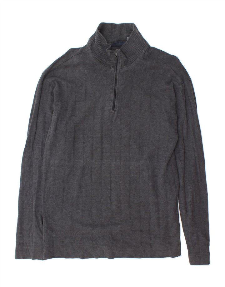 DOCKERS Mens Zip Neck Jumper Sweater Medium Grey Cotton Vintage Dockers and Second-Hand Dockers from Messina Hembry 