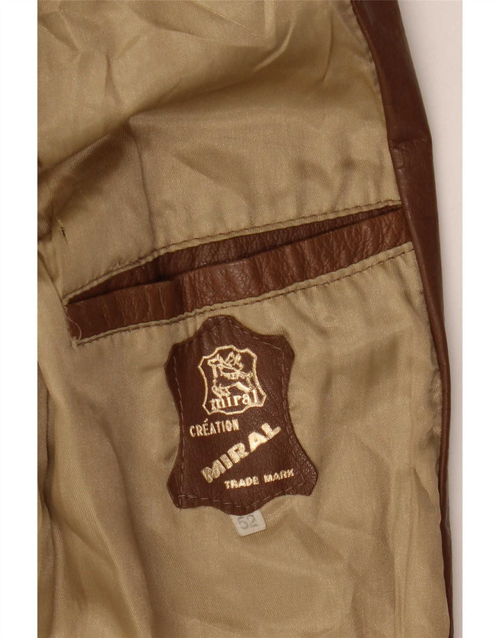 Vintage herre læderjakke IT 52 XL Brun Colourblock