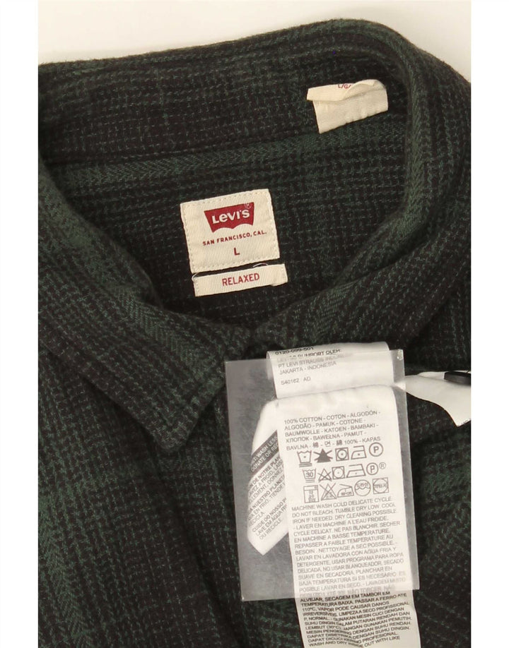 Levi's Herre afslappet flannelskjorte Stor grøn ternet bomuld