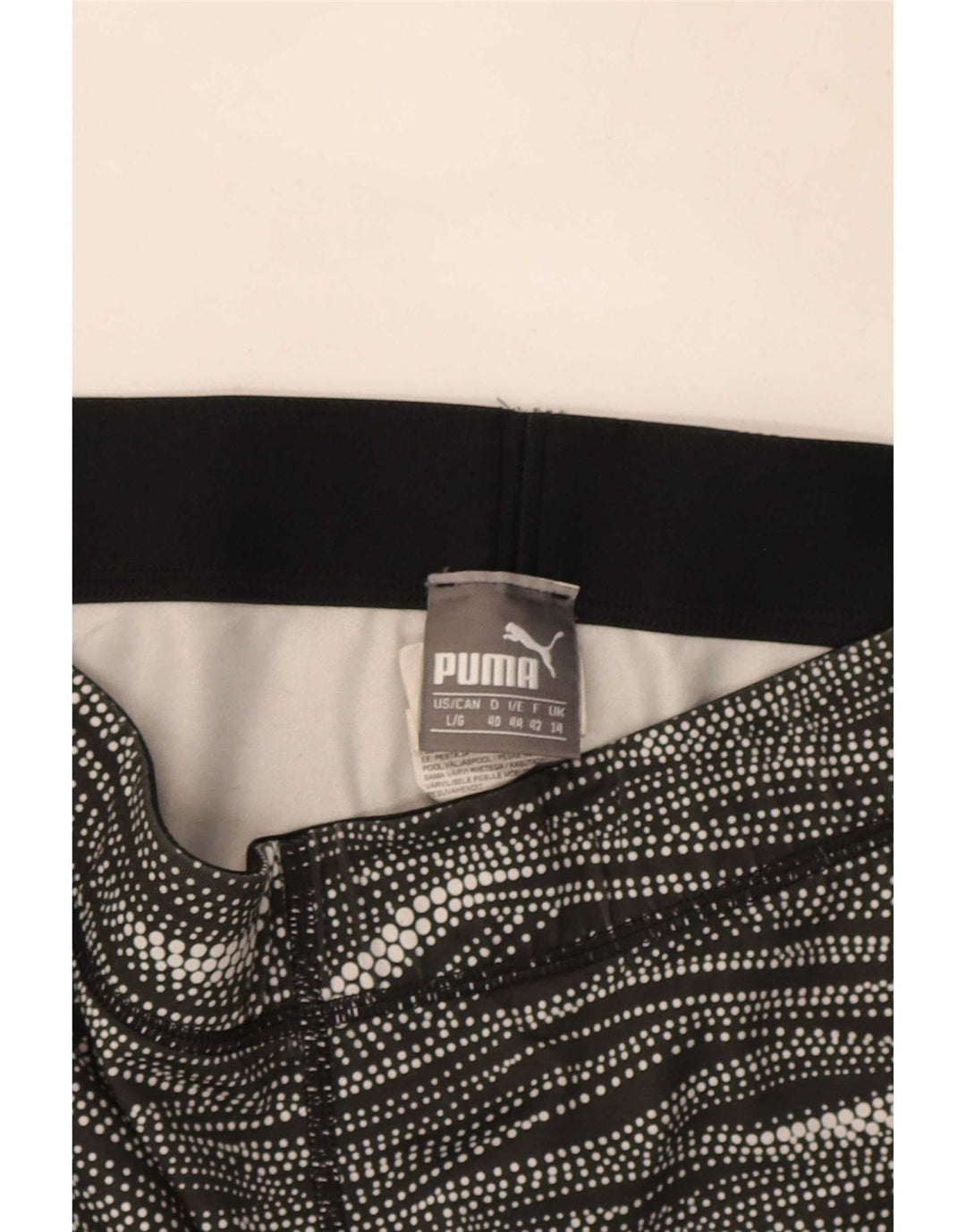 Puma Dame Capri Leggings UK 14 Medium Sort Stribet Polyester
