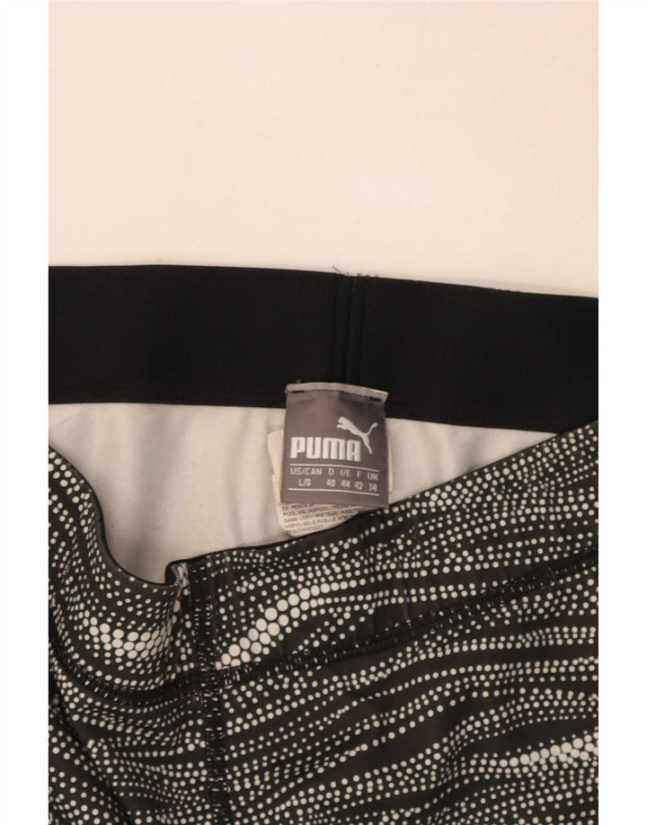 Puma Dame Capri Leggings UK 14 Medium Sort Stribet Polyester