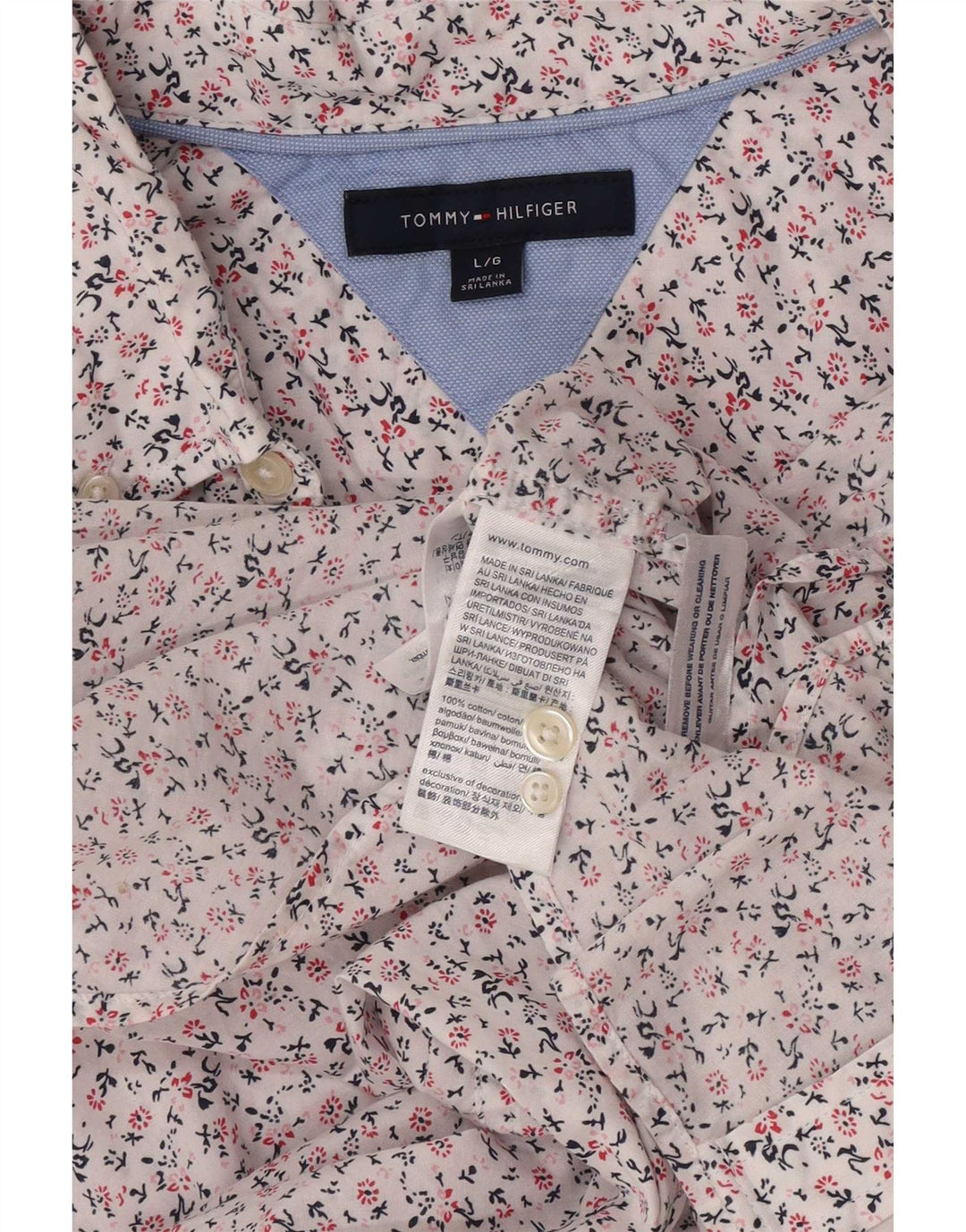 Tommy Hilfiger Herreskjorte Stor hvid blomstret bomuld