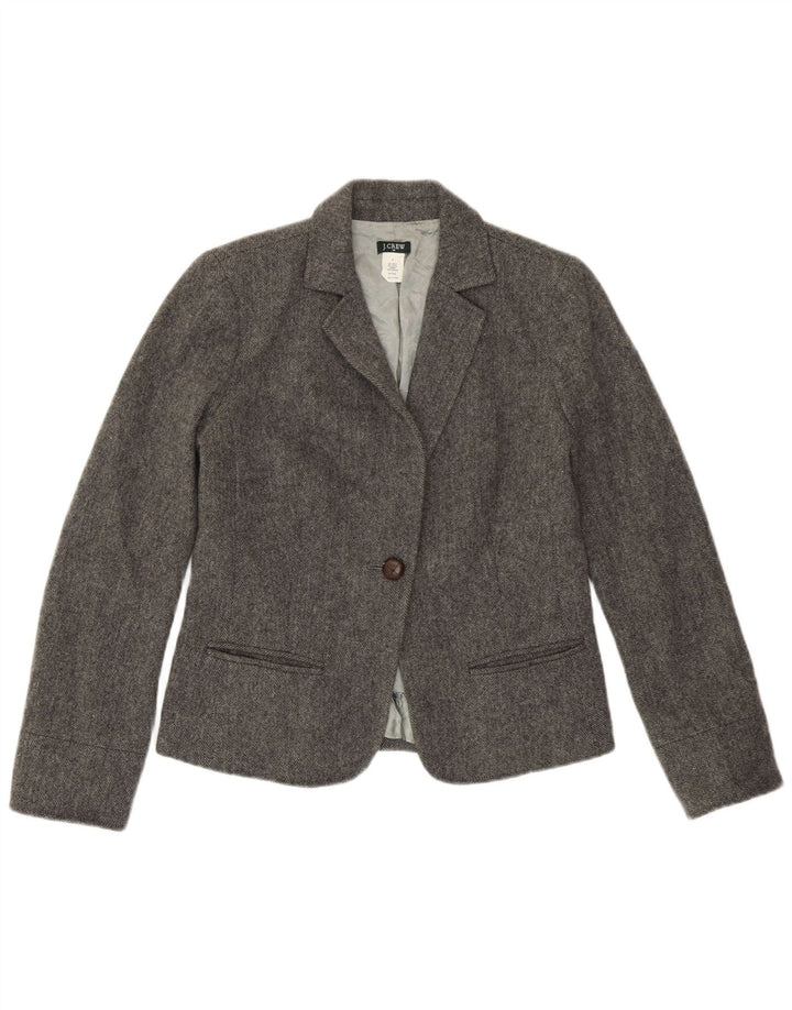 J. Crew Dame 1-knap blazerjakke US 4 lille grå sildebensuld