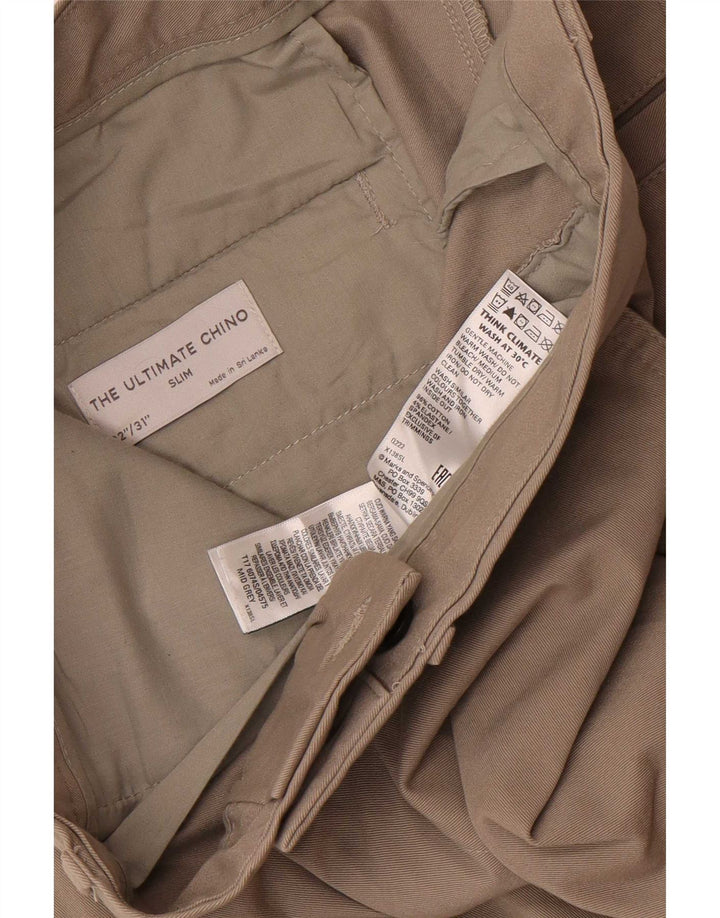 Marks & Spencer Herre Slim Chino Bukser W32 L31 Grå Bomuld