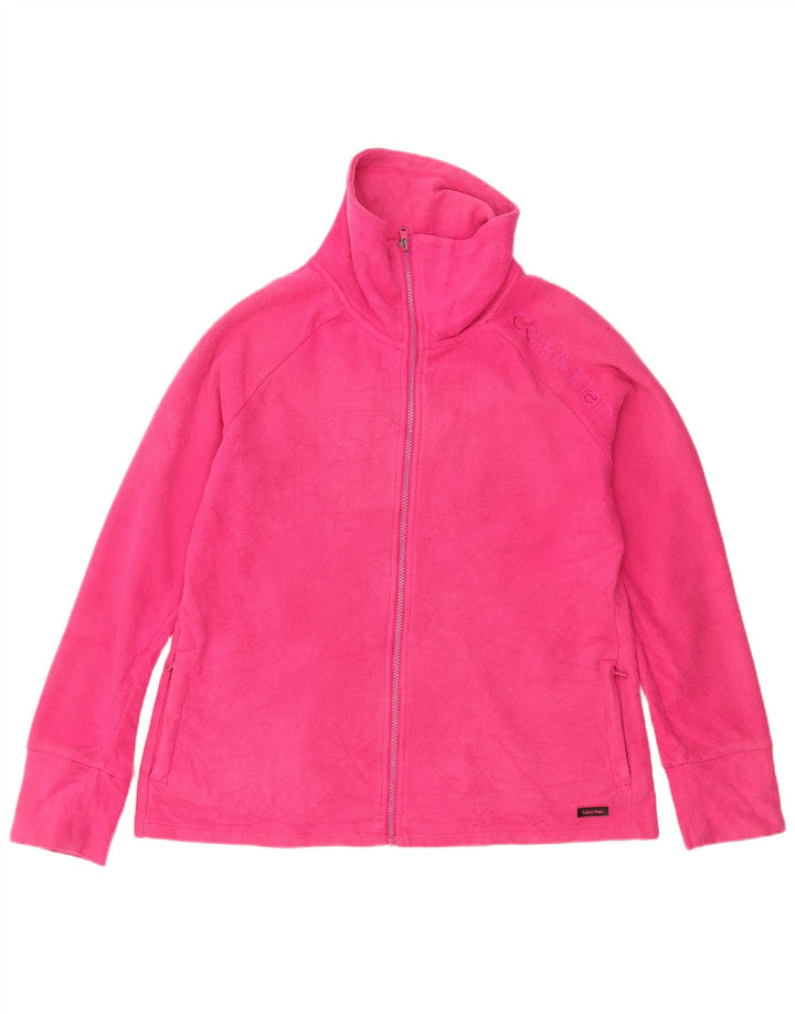 Calvin Klein Dame grafisk fleecejakke UK 18 XL Pink Polyester