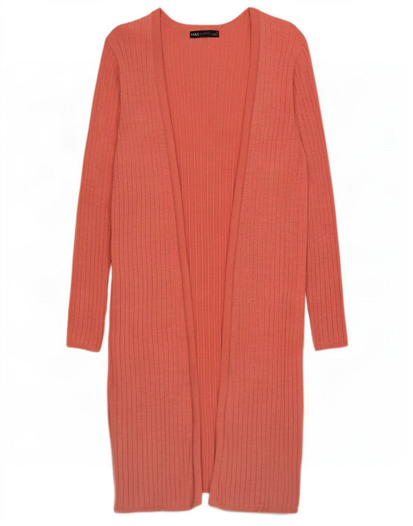 Marks & Spencer Womens Longline Open Cardigan Sweater UK 10 Small Pink