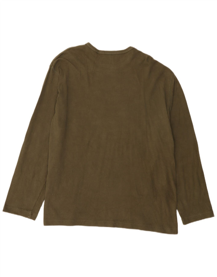 Marks & Spencer Herre Top Langærmet 2XL Khaki Bomuld