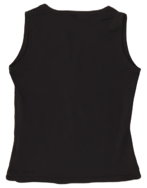 Nike Dame Dri Fit Crop Vest Top UK 10/12 Medium Sort Stribet Polyester