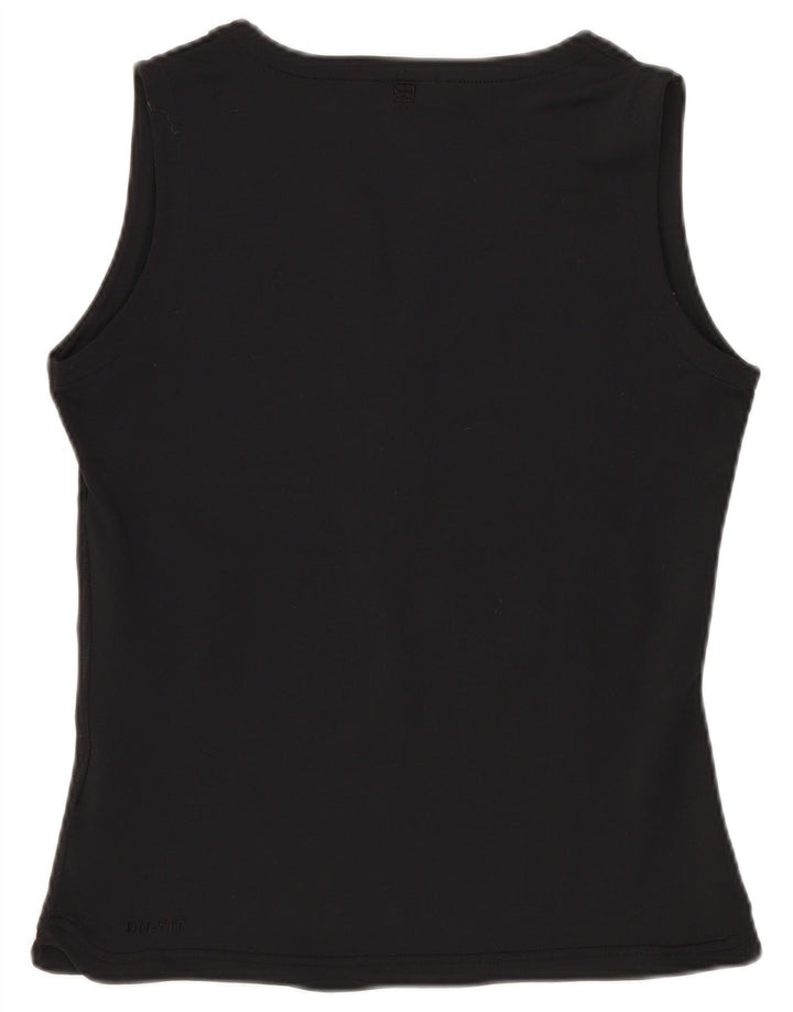 Nike Dame Dri Fit Crop Vest Top UK 10/12 Medium Sort Stribet Polyester