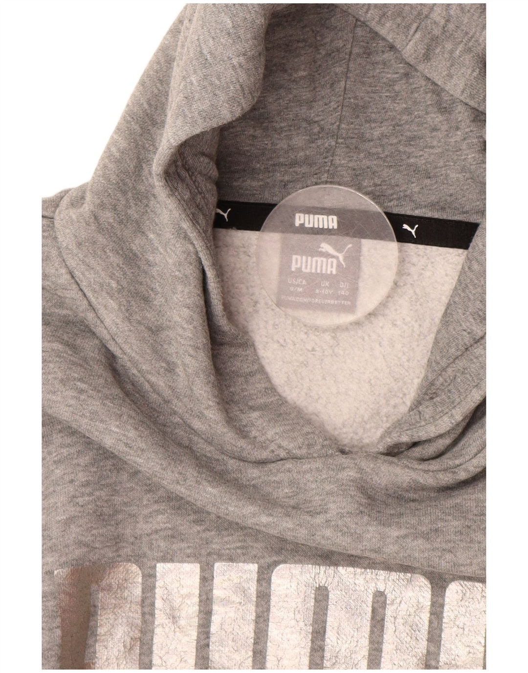 PUMA Girls Crop Graphic Hoodie Jumper 9-10 år Grå Bomuld