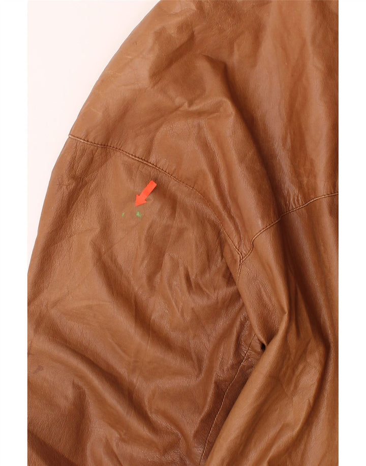 VINTAGE Womens Leather Coat UK 14 Medium Brown Vintage Vintage and Second-Hand Vintage from Messina Hembry 