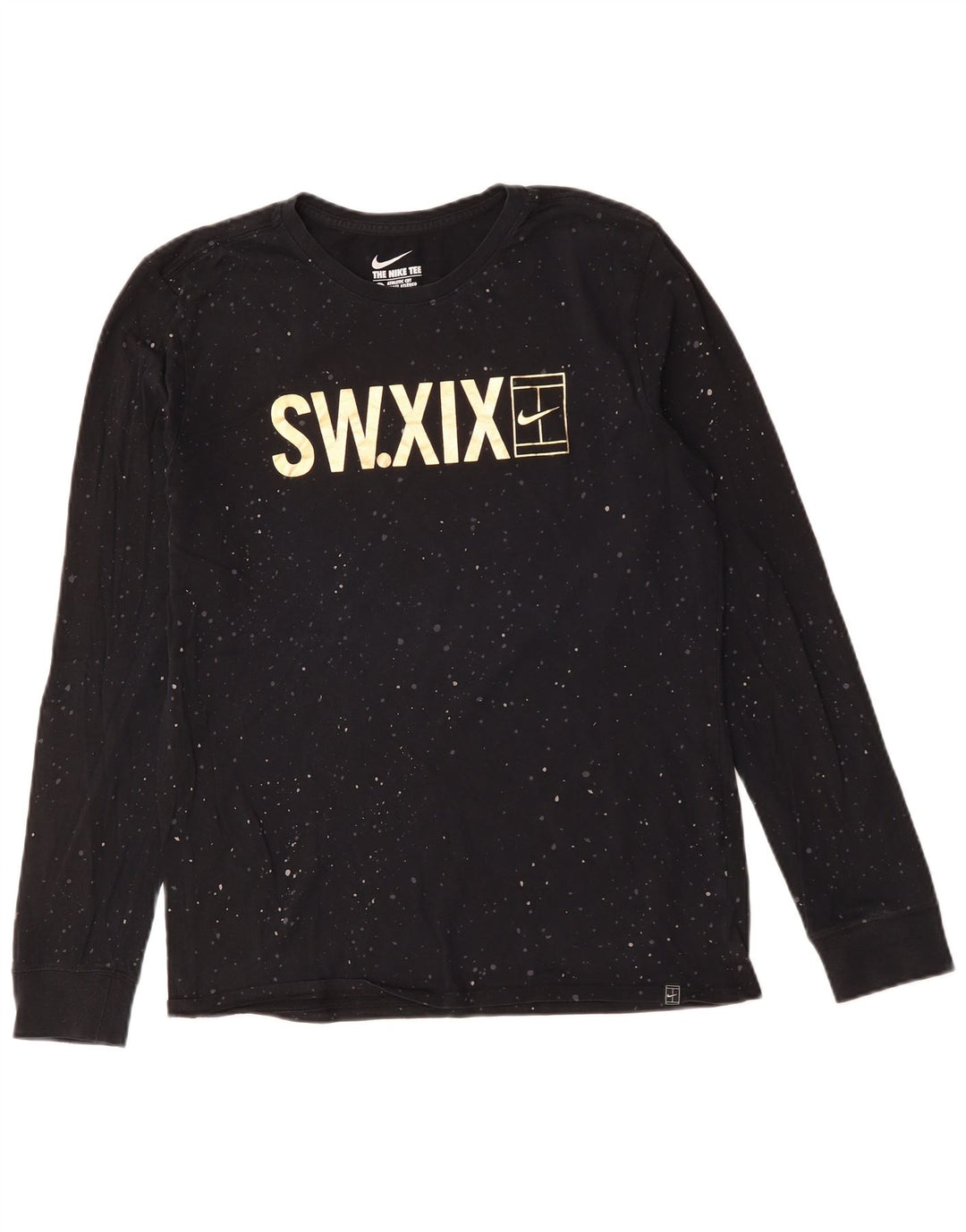 Nike Herre Athletic Cut Grafisk Top Langærmet Medium Sort Flecked Bomuld