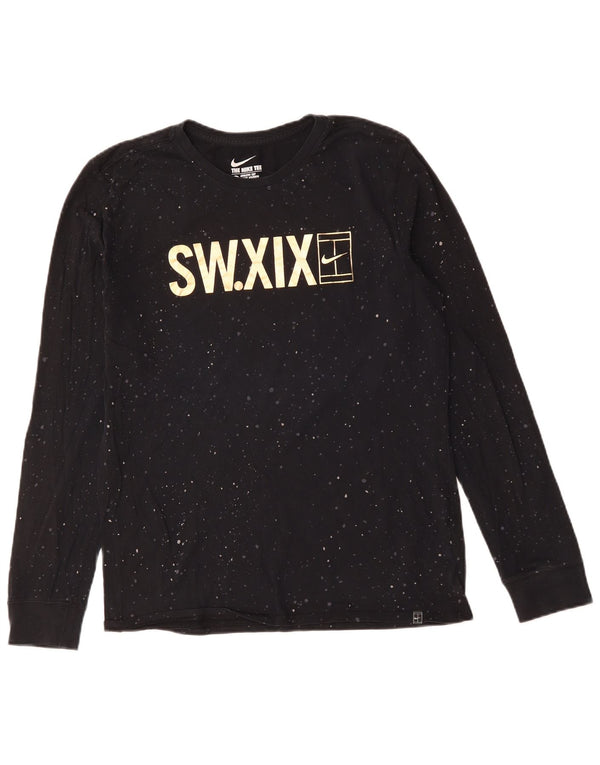 Nike Herre Athletic Cut Grafisk Top Langærmet Medium Sort Flecked Bomuld