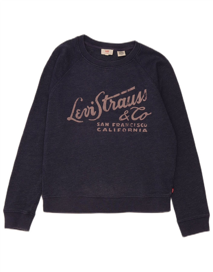 Levi's Womens Oversized Crop Sweatshirt Jumper UK 10 Small Navy Blue