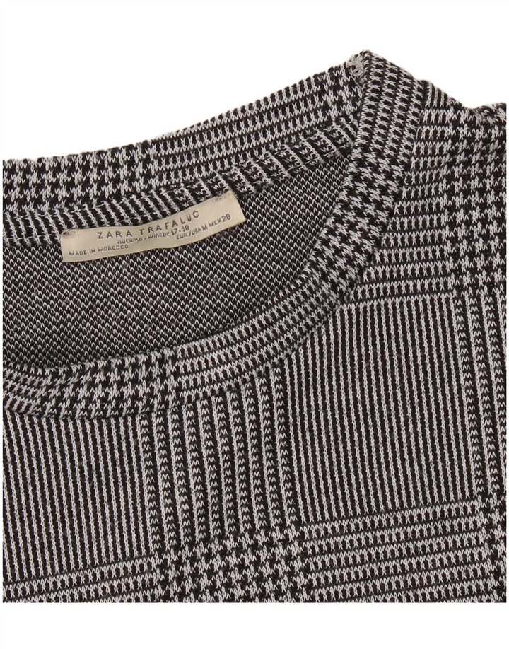 ZARA Womens Trafaluc Crop T-Shirt Top UK 14 Medium Grey Patchwork