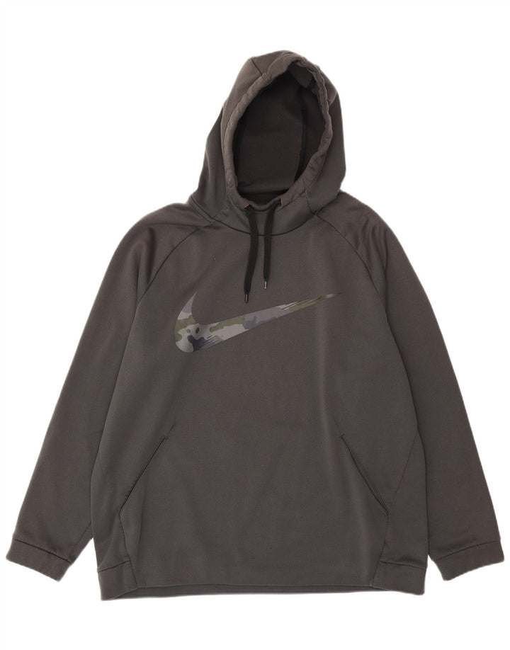 NIKE Herre Dri Fit grafisk hættetrøje XL Grå polyester