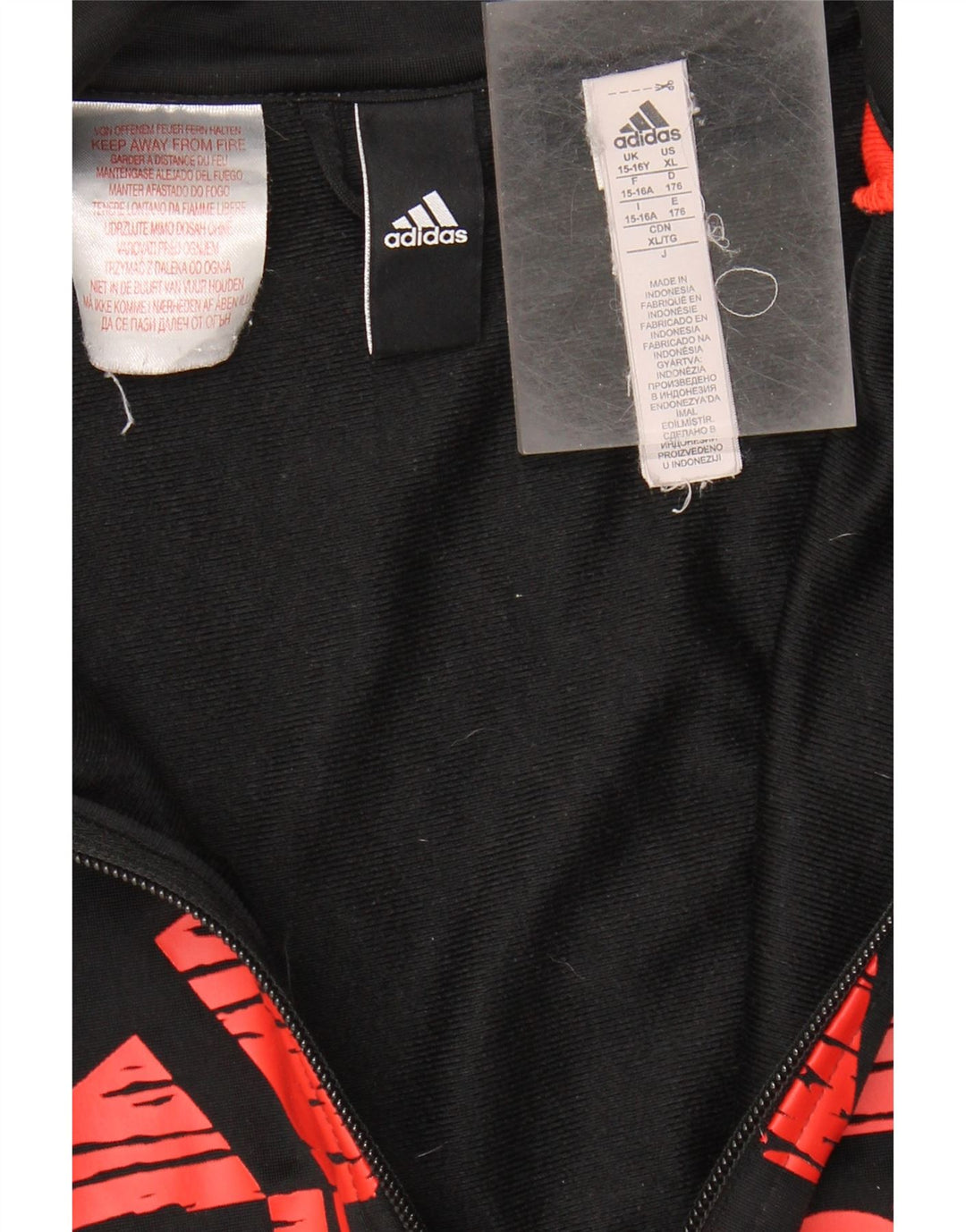 Adidas piger grafisk træningsdragt topjakke 15-16 år sort polyester