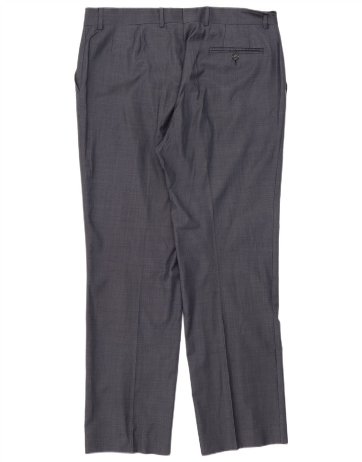 Zara Straight Suit Bukser til mænd W44 L31 Marineblå Uld