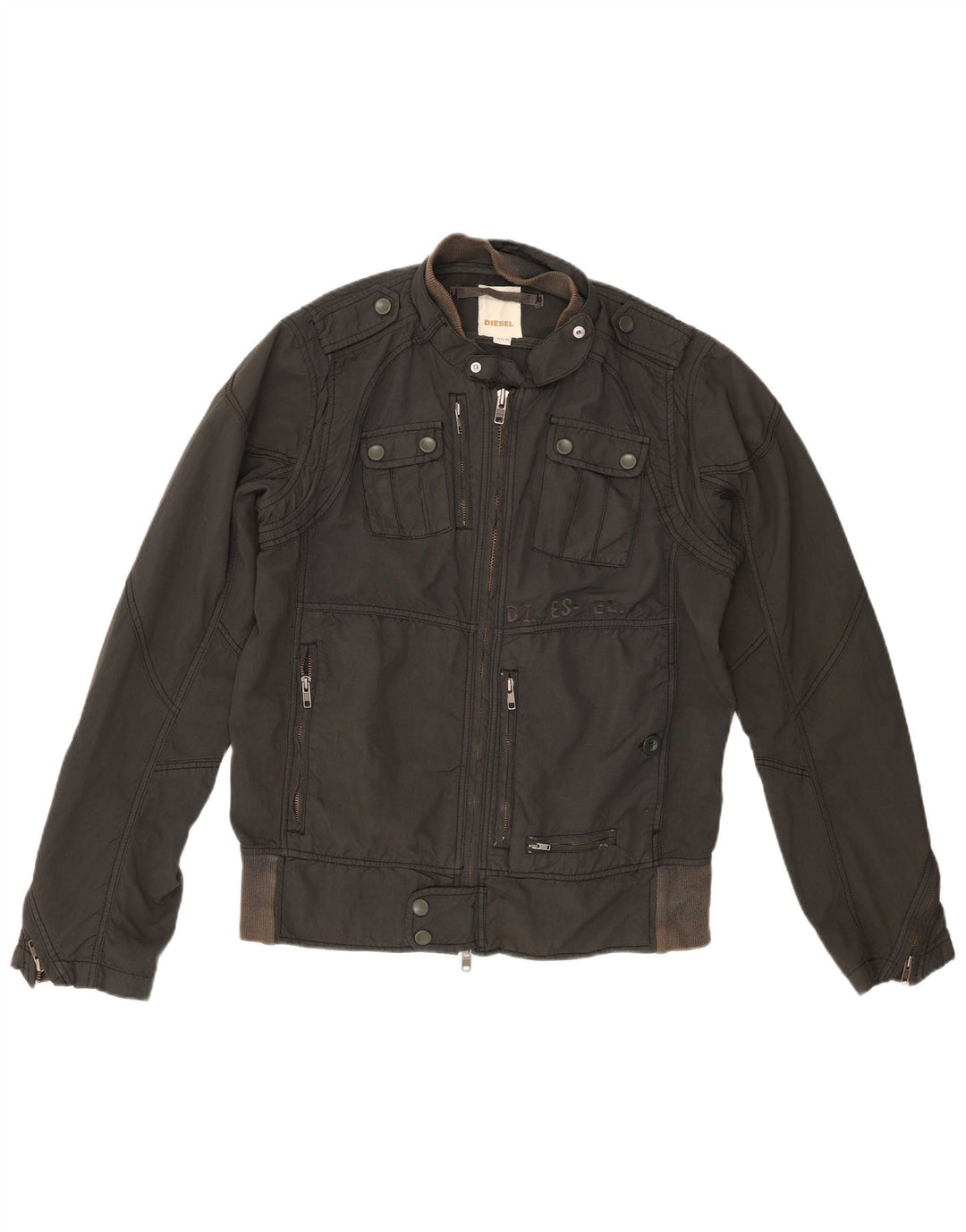 Diesel Dame Military Jacket UK 18 XL Sort Nylon