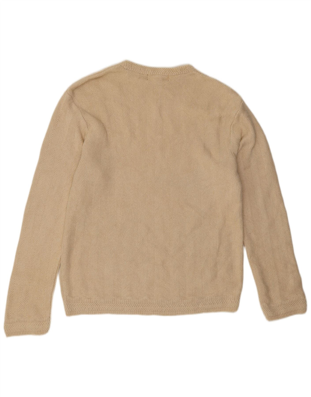 Chaps Herre Crew Neck Jumper Sweater Medium Beige Chevron Bomuld