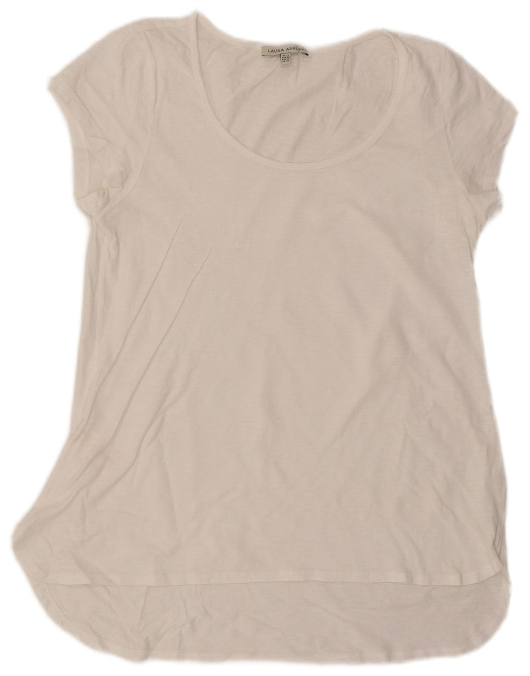 Laura Ashley Dame Tunika Top UK 14 Stor Hvid Bomuld