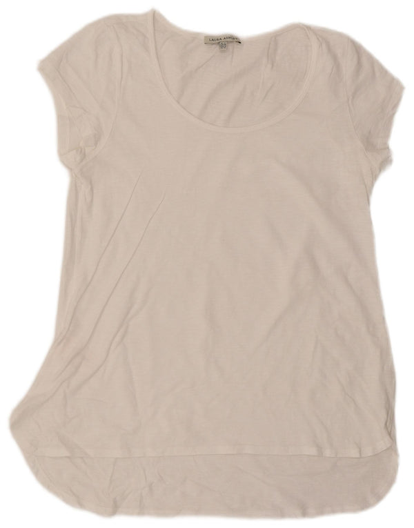 Laura Ashley Dame Tunika Top UK 14 Stor Hvid Bomuld