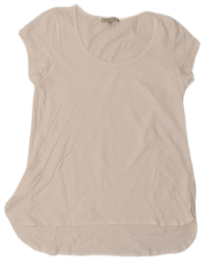 Laura Ashley Dame Tunika Top UK 14 Stor Hvid Bomuld