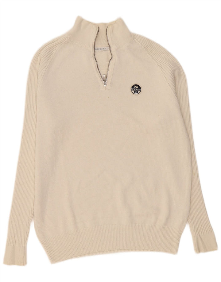 North Sails Herre Zip Neck Jumper Sweater Stor Beige Bomuld