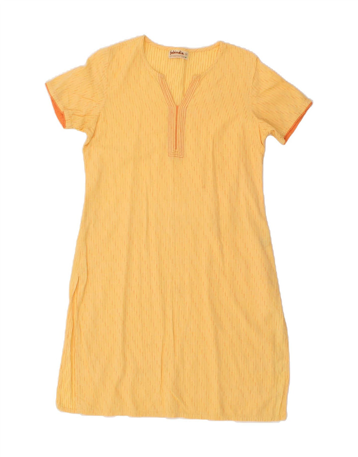 VINTAGE Womens Basic Dress UK 14 Medium Yellow Vintage Vintage and Second-Hand Vintage from Messina Hembry 