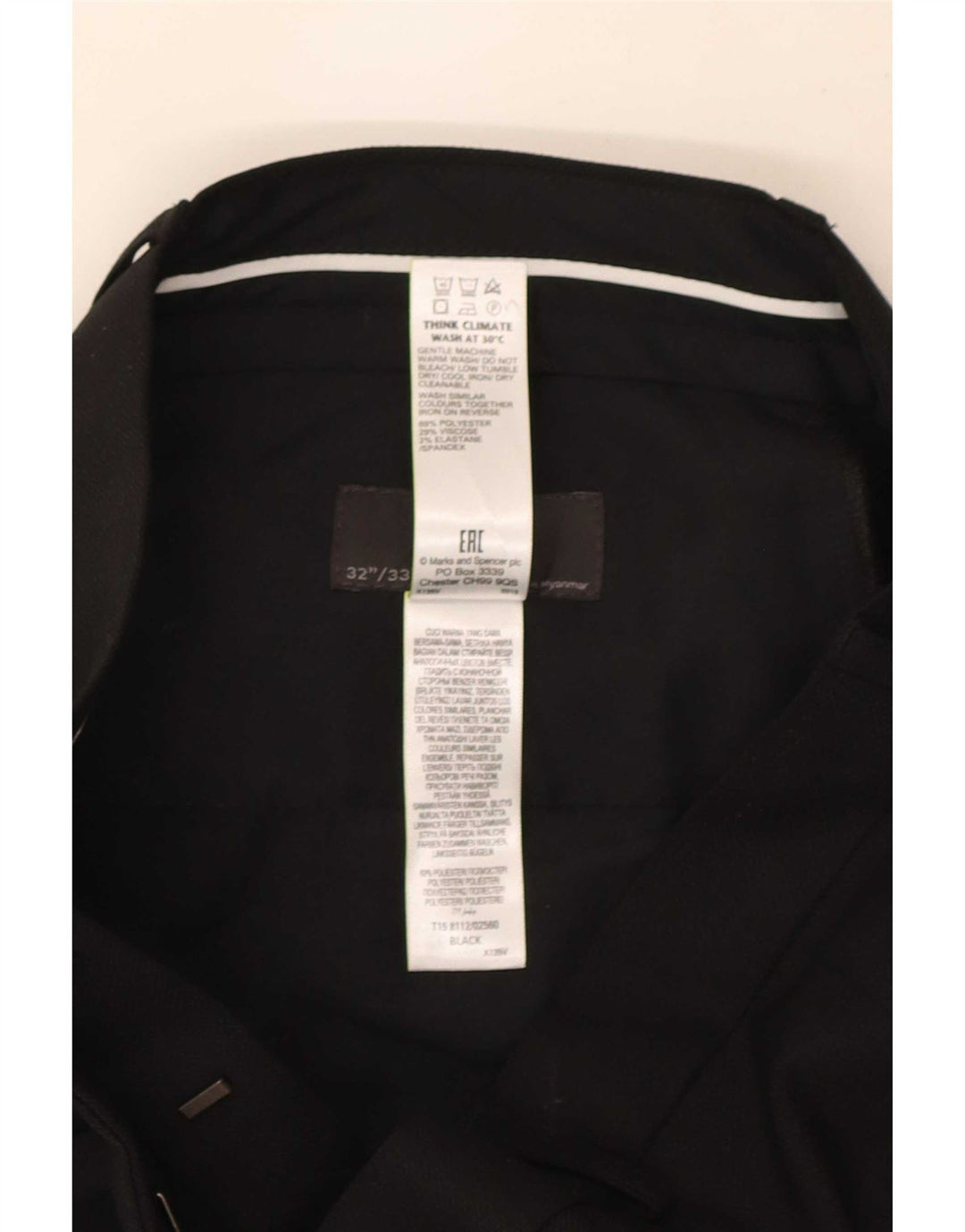 Marks & Spencer Herre Slim Fit Suit Bukser W32 L33 Sort Polyester