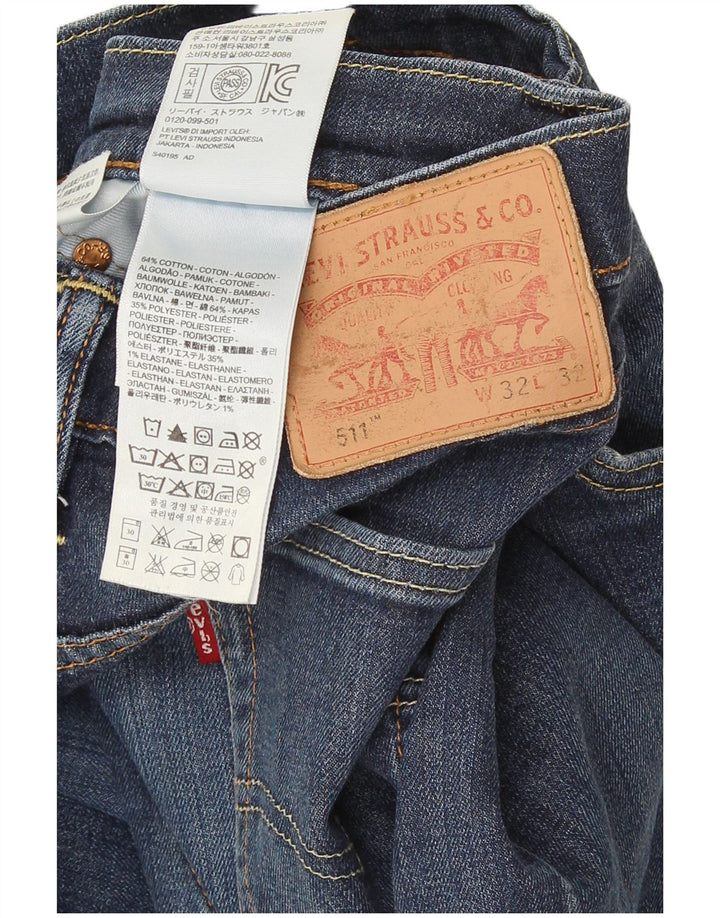 Levi's Herre 511 Slim Jeans W32 L32 Marineblå Bomuld