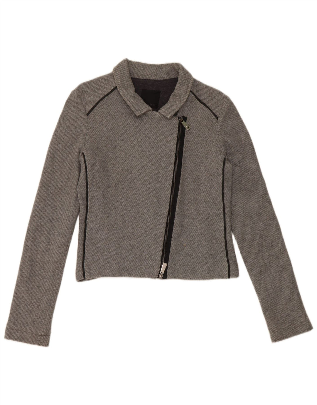 Pinko Womens Crop Bomber Jacket UK 12 Medium Grey Bomuld