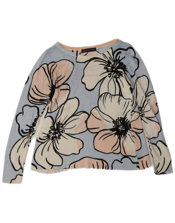 Marks & Spencer Damebluse Top UK 8 Small Blue Floral Bomuld
