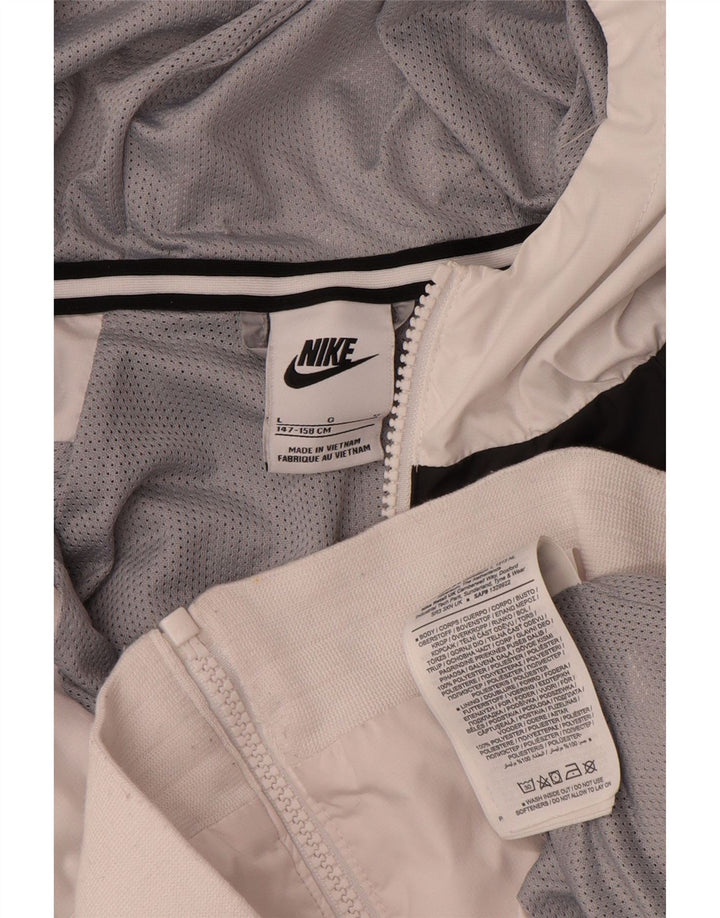 Nike Regnjakke med hætte til drenge 12-13 år Stor hvid Colourblock Polyester
